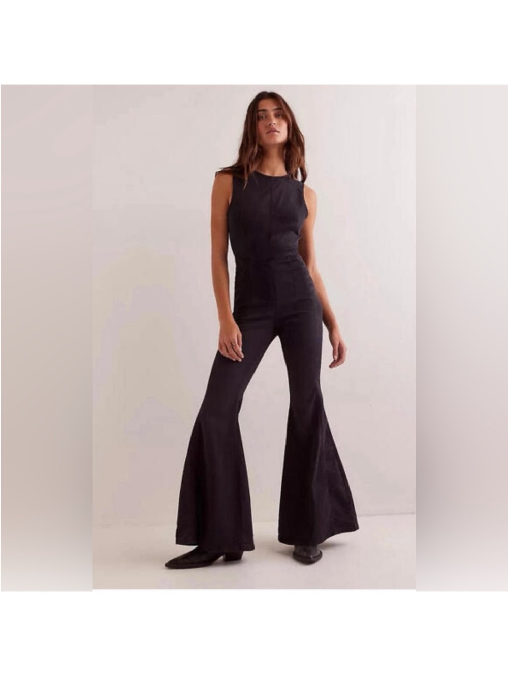 Free People Cayenne Black Flared-Leg Jumpsuit